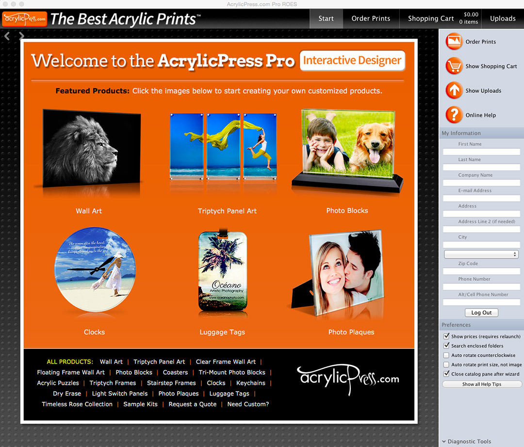 AcrylicPress Pro Interface